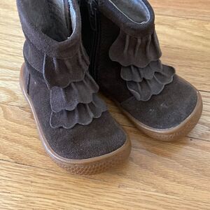 Livie & Luca Chocolate Ruffle Kids Boots